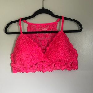 Aerie Tropical Lace Bralette (Hot Pink)